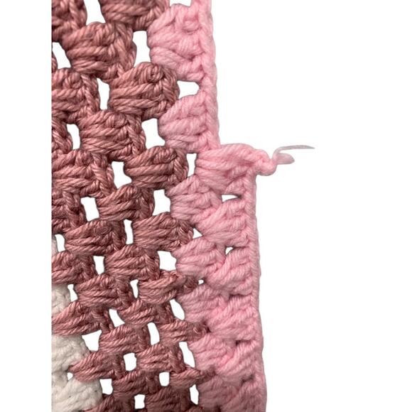 Vintage Crochet Square Blanket Afghan Throw 42" x 44" Mauve Blue - Picture 6 of 7